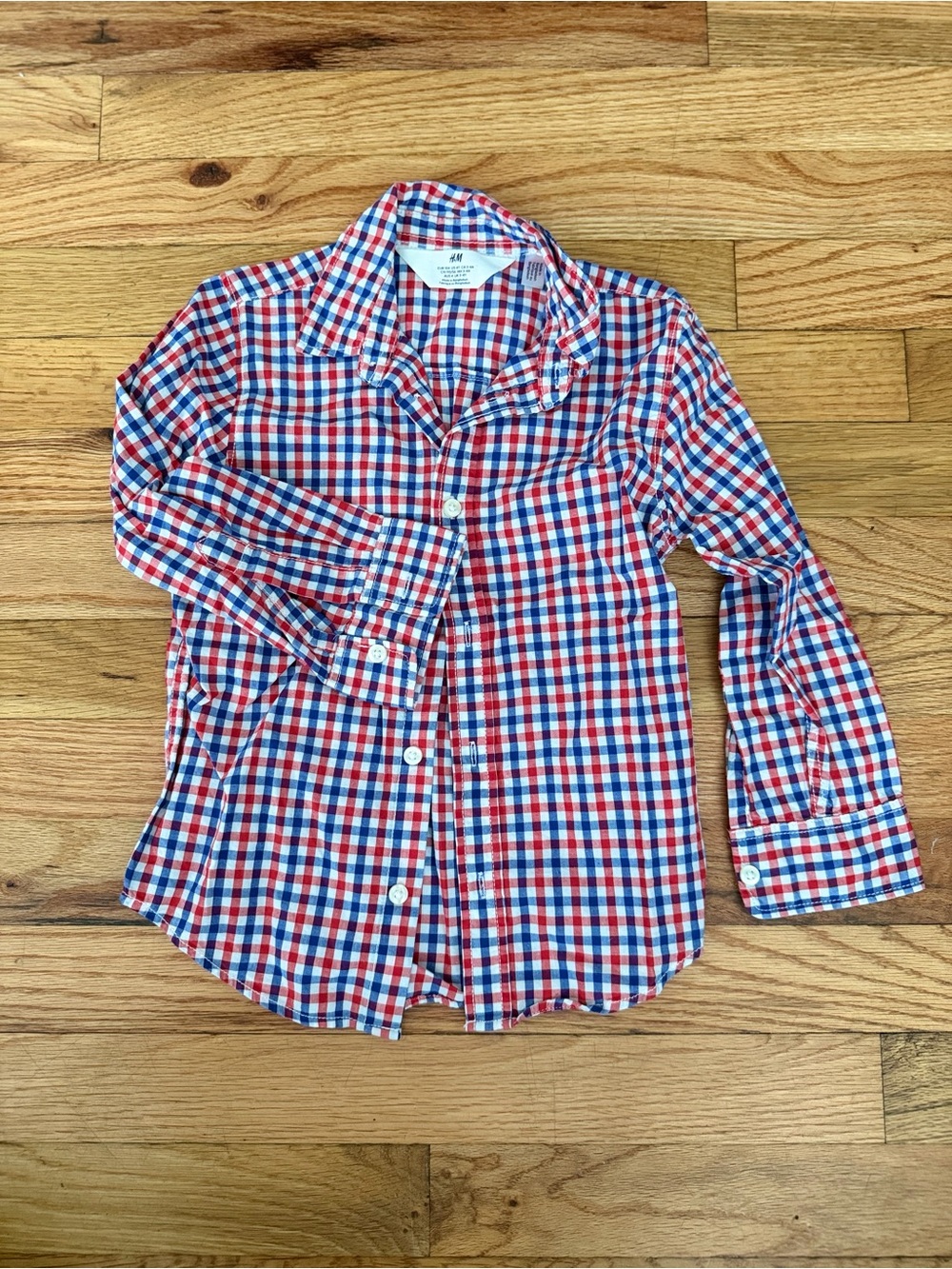 H&M Red, Blue & White Gingham Button-Down Shirt